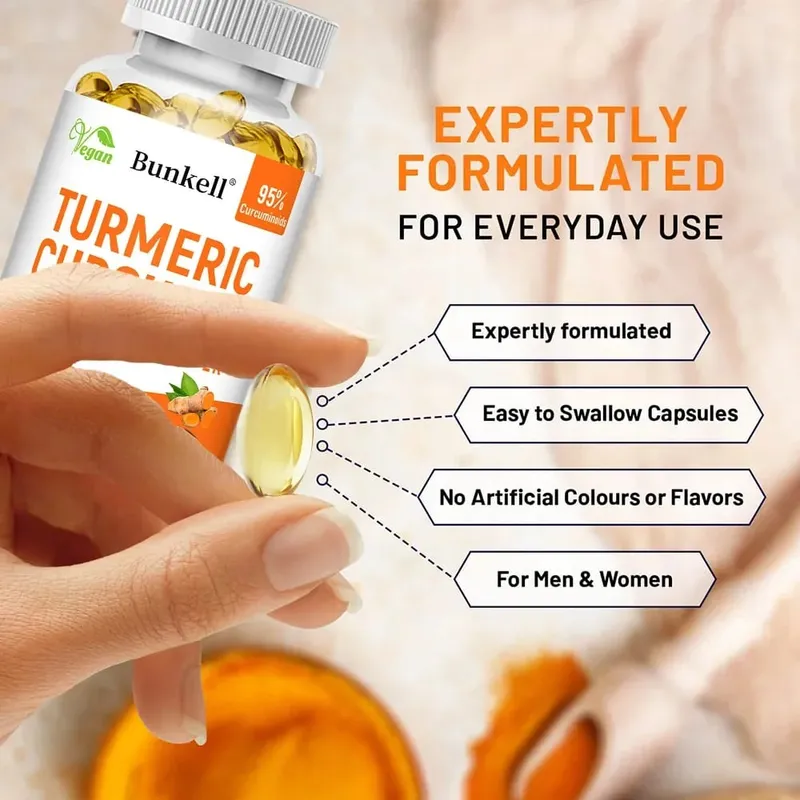 Turmeric Curcumin - with Black Pepper - Helps Improve Joint Comfort and Mobility Antioxidant and Immune Support - 120 Capsules — image 3