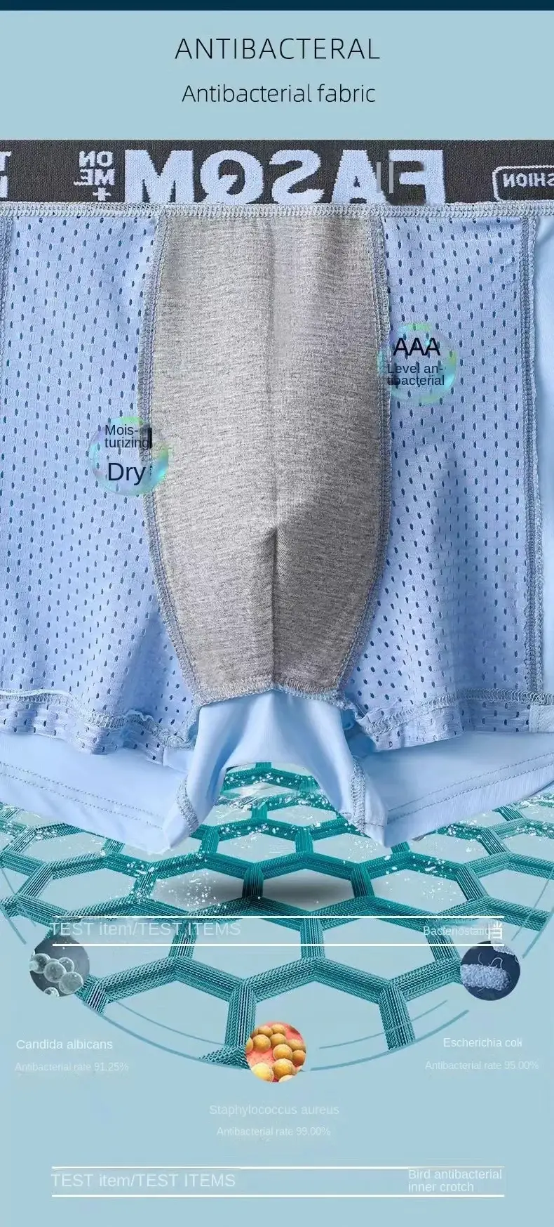 1pcs Mesh Ice Silk Boxer Shorts Men's Underwear FASQM Underpants Breathable Sexy Slim Panties Bamboo Lingerie Plus Size L-6XL