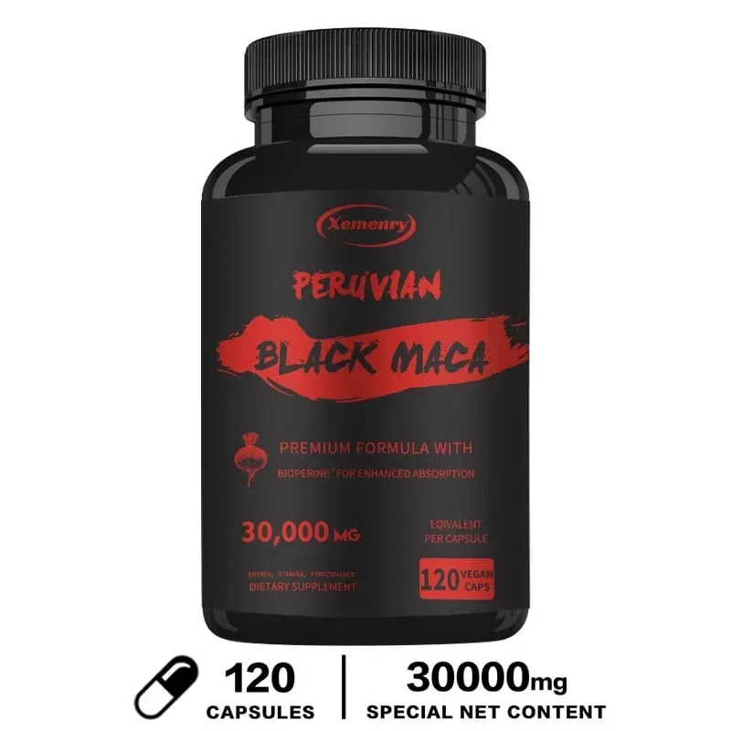 Maximum Strength Black Maca Root - 30 000 Mg - Gelatin Maca Root Extract From Peru