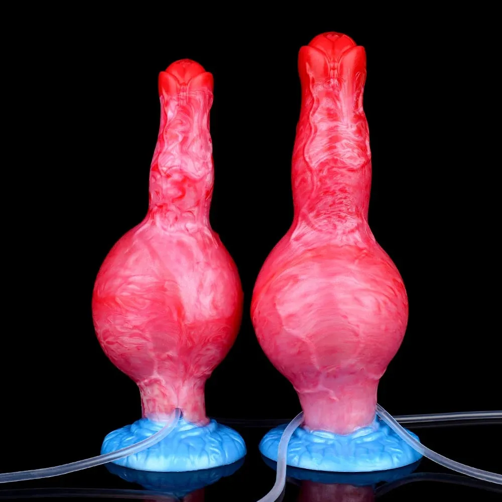 Ejaculation Anal Plug Dog/Wolf Dildo Inflatable Big Knot Penis with Squirting Function Strong Sucker Sex Toy for Women Men