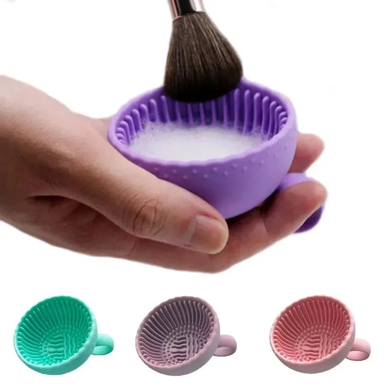 Makeup Brush Cleaner Folding Powder Puff Cleaning Bowl Eyeshadow Brushes Wash Clean Mat Beauty Tools Soft Silicone Scrubber Box — image 1