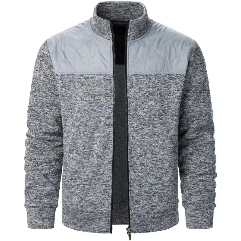 Men's Patchwork Sweatshirts Stand Collar Jacket Slim Fit Cardigan Streetwear Sportswear Casual Zip Up Coat Outdoor Tracksuit Men — image 11