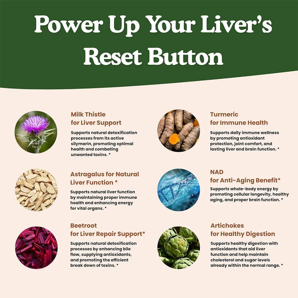 Liver Support Capsules Milk Thistle Extract Glutathione Dandelion Artichoke Liver Cleanse & Detox Antioxidant Digestion Support