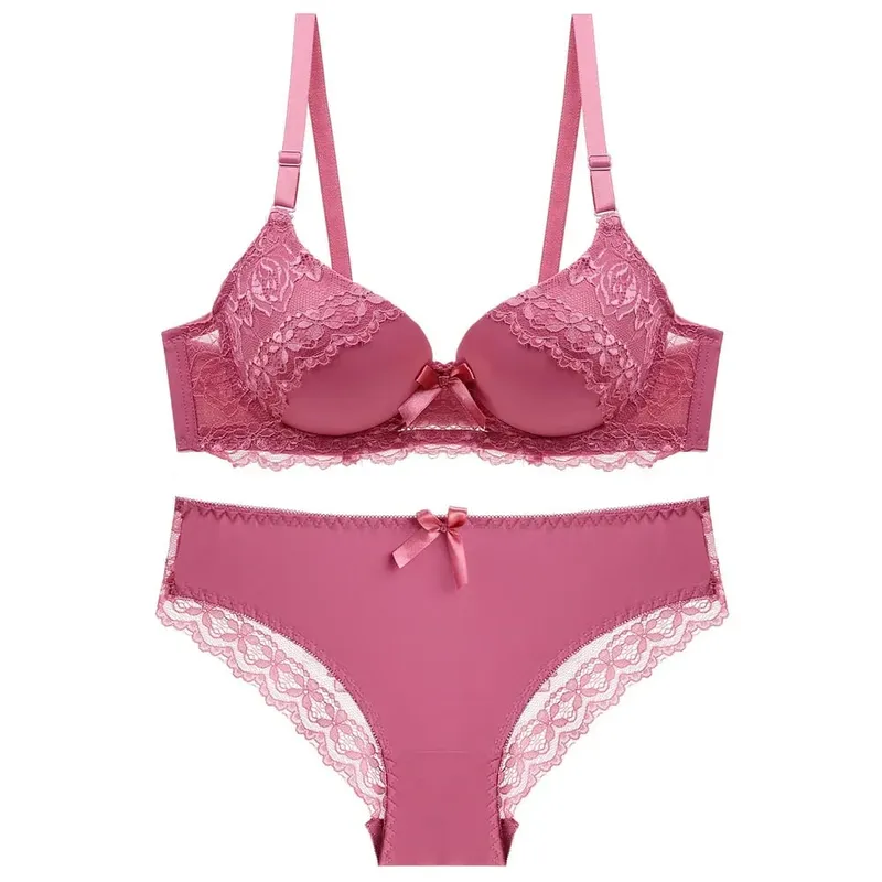 Bra Set Women's Sexy Lace Thin Cup Gather Adjustable Push Up Breathable Comfort Soft Ladies Underwear Lingerie Sets Bra Set