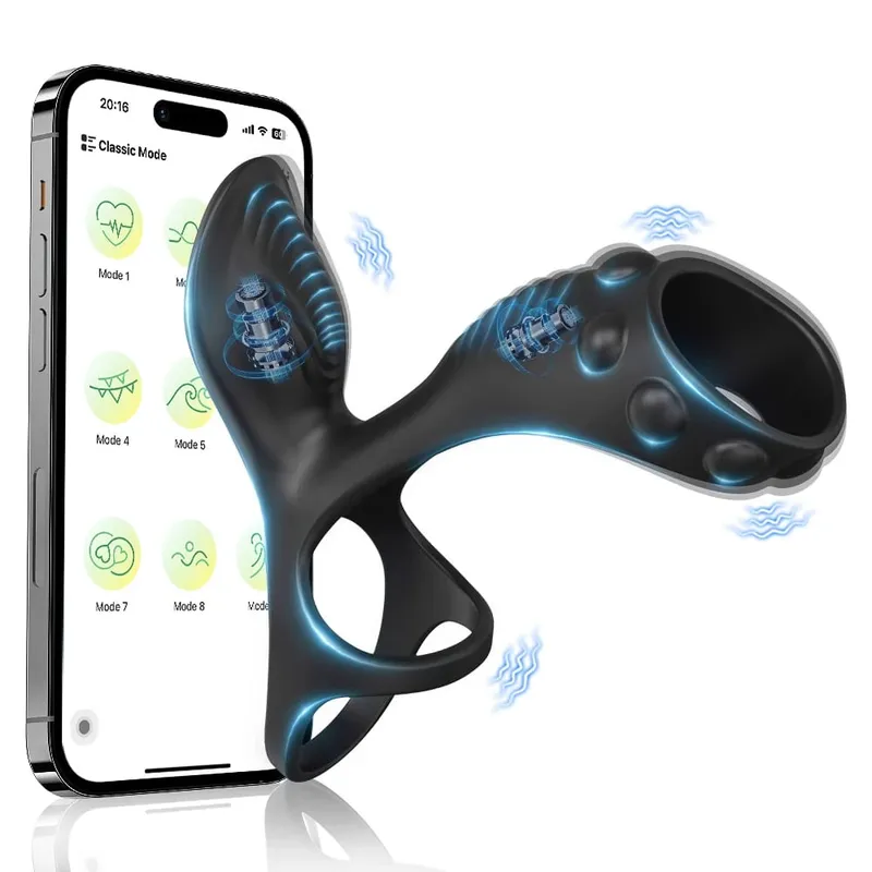 Remote Control Penis Ring Vibrator Sex Toy for Men Delay Time Prostate Massager 360° Rotation Twisting Vibrating Cock Rings 18+