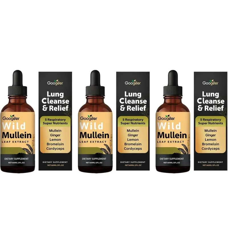 Googeer Yabani Sığırkuyruğu Yaprağı Ekstresi Sıvı Solunum Desteği Zencefil Limon Kabuğu Ekstresi Bromelain ve Cordyceps Ekstresi 60 ML