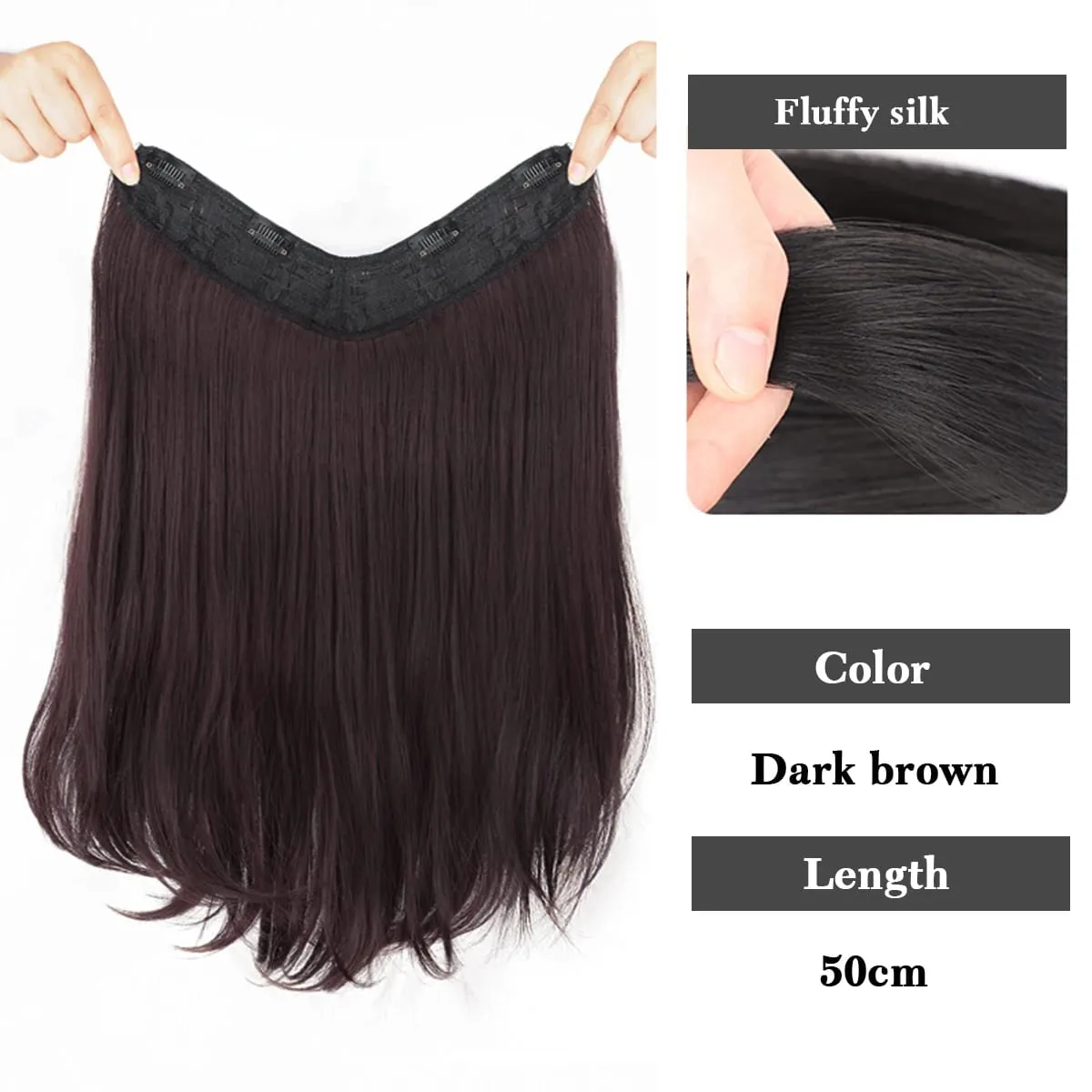 Synthetic V-shaped hair extensions wigs clips that naturally connect to women's hair heat-resistant wigs used for daily wear