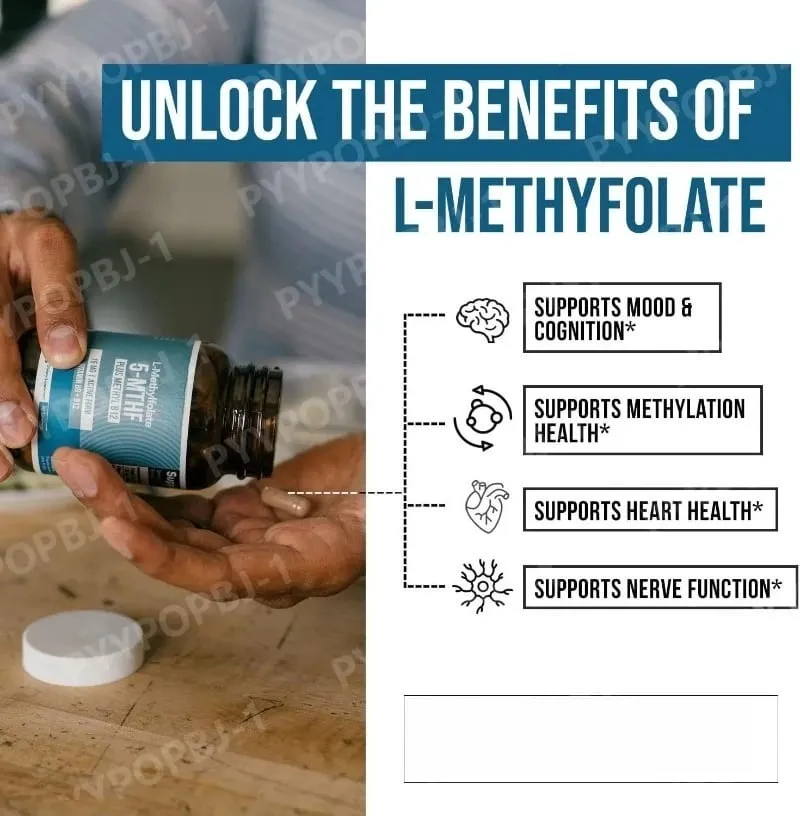 L Methylfolate 5 MTHF 15mg Plus Methyl B12 Vitamin B9 Active Form Nutritional Supplement 60 Capsules