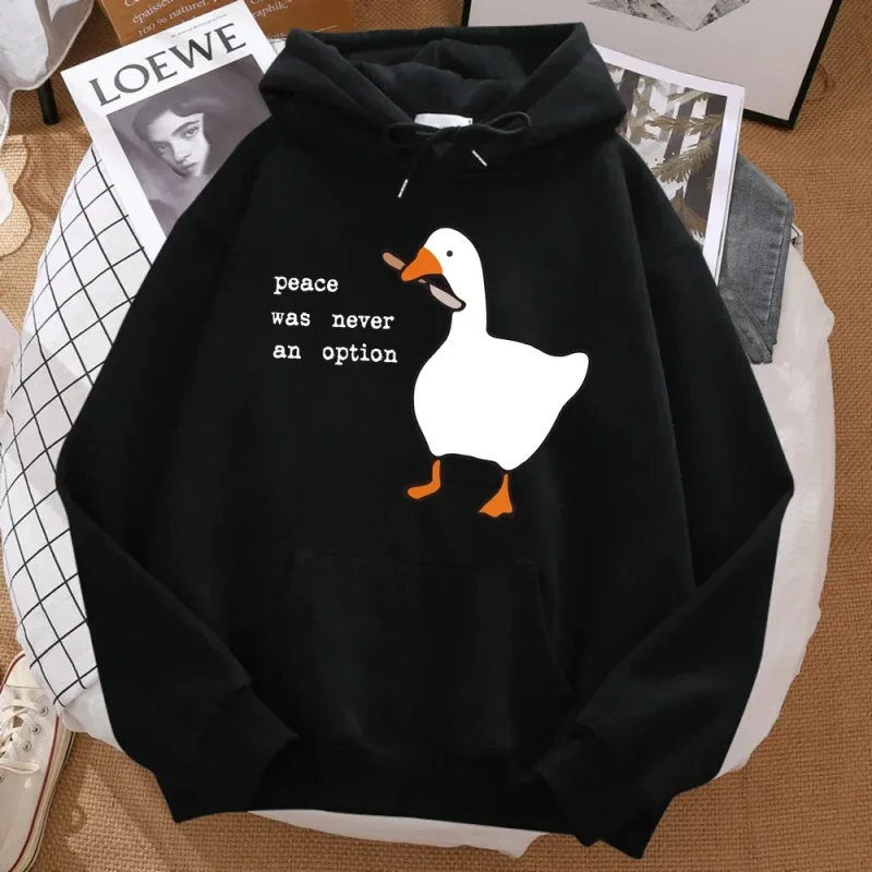 Peace Was Never An Option Printed Sweatshirt Men Street Oversize Autumn Hooded Hipster Soft Hoodies Hip Hop Warm Sportswears — image 1