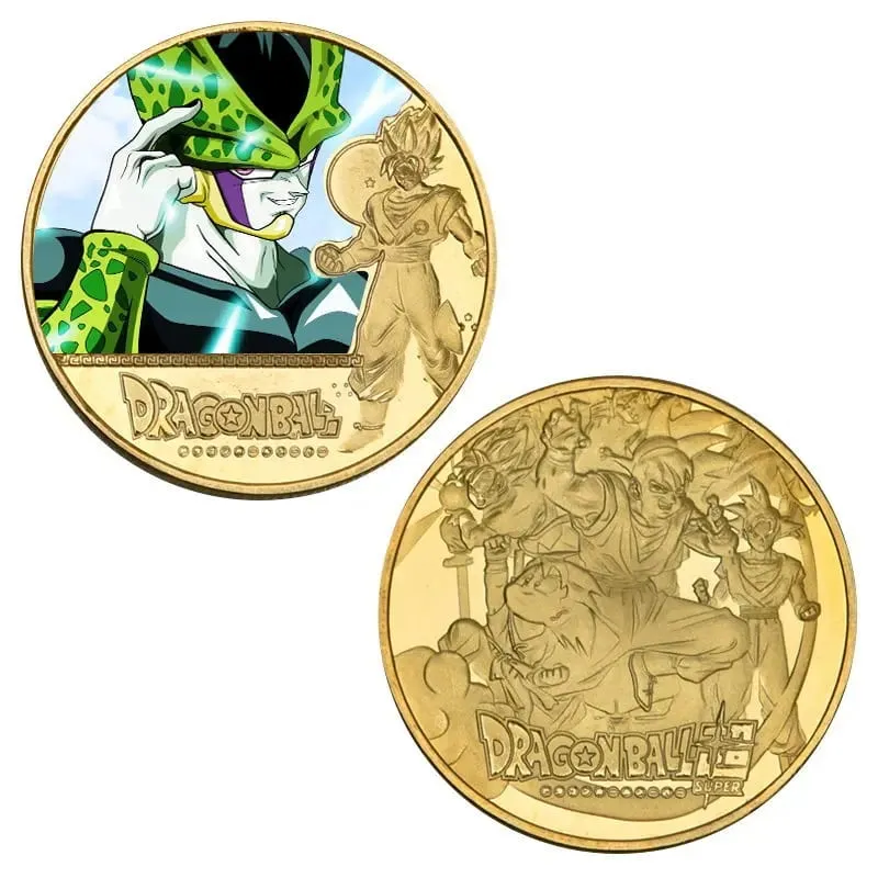 Dragon Ball Banhado A Ouro Moeda de Ouro Son Goku Vegeta Moedas Comemorativas Crianças Clássico Anime Periféricos Coleção Brinquedo Lembrança