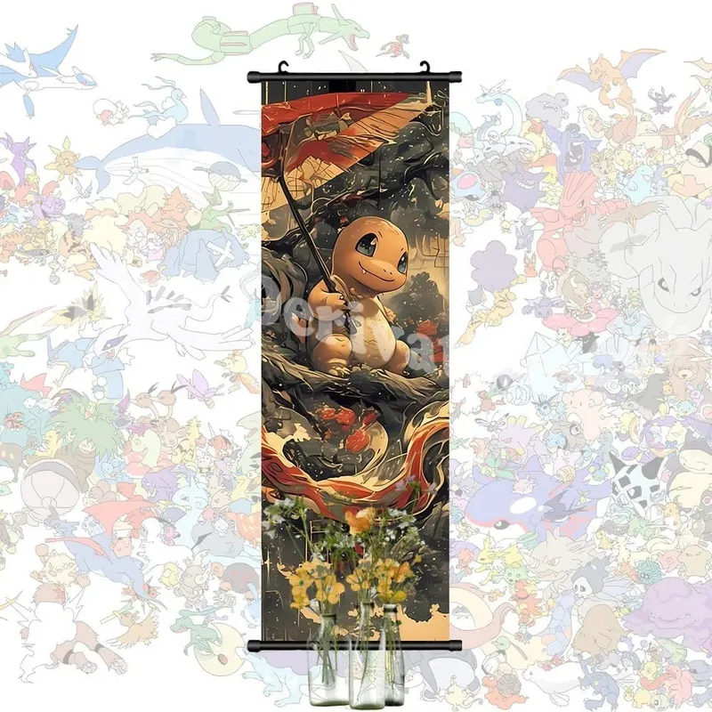 Printed Poster Anime Wall Artwork Gengar Pictures Charizard Painting Canvas Pikachu Hanging Scrolls Home Room Decor
