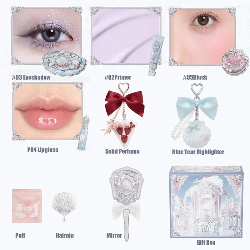 Flower Knows Make Up Sets Cosmetics Full Set Shells Pearl Eyeshadow Lip Gloss Blushes For Cheek Highlighter Gift Box Makeup Kit — image 15