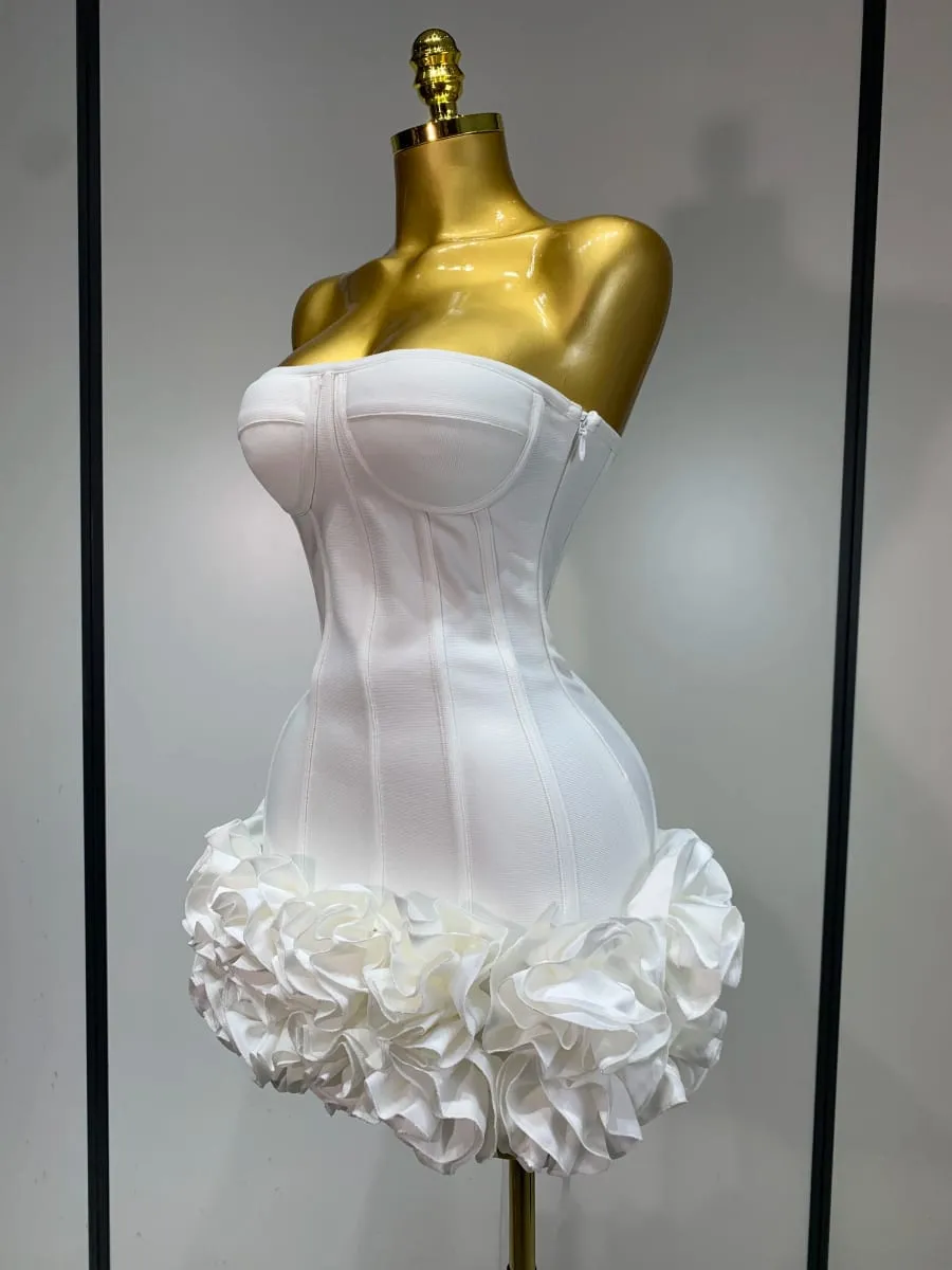 Minivestido Sexy sin tirantes para mujer, vestido de fiesta de flores, alfombra roja de celebridad, fiesta de noche, celebración de cumpleaños, vestidos de Club