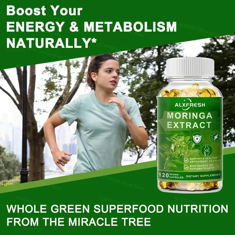 Moringa Capsules Support Energy Levels Immune system and Digestive Health Maintain Bone and Teeth Health Powerful antioxidant