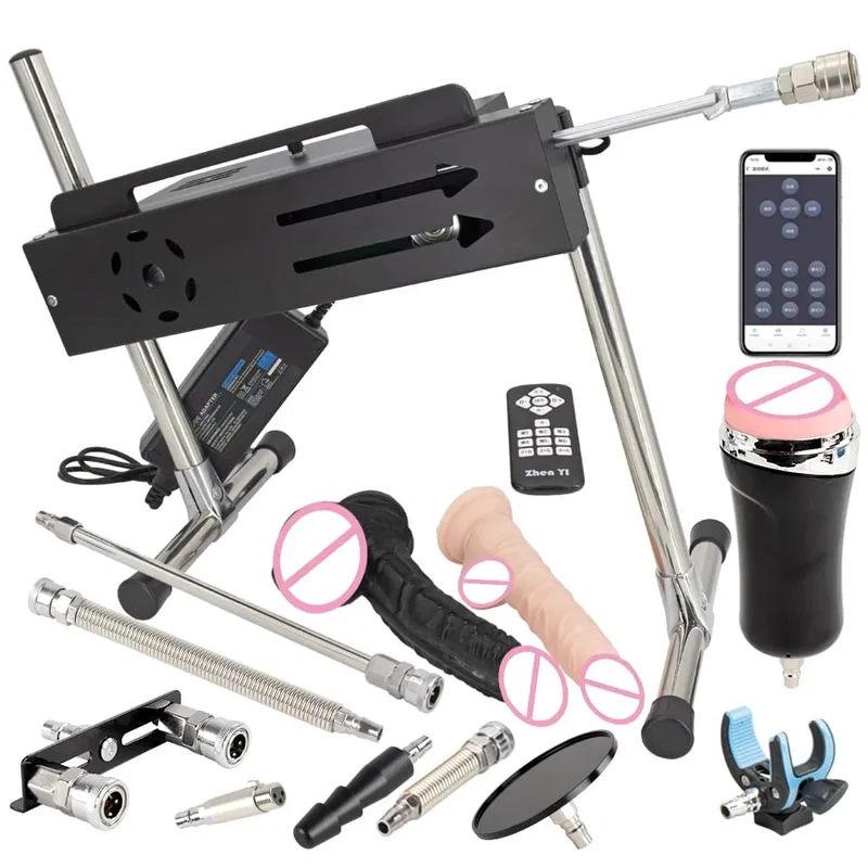 200W Super Powerful Stroke 1-15cm Automatic Masturbation Machine with Dildo Attachments Support Three Controllers Sex Machines