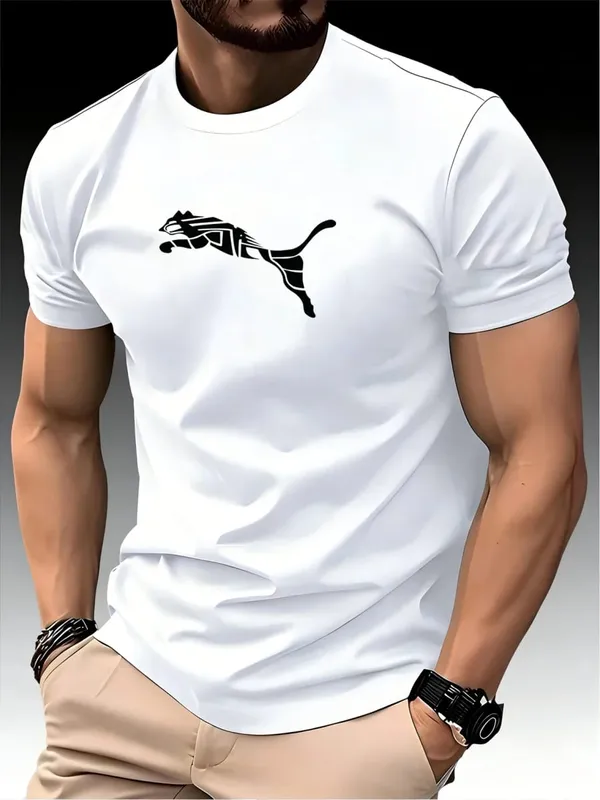 T-shirt con stampa leopardata di volpe di moda da uomo di lusso di nuova estate T-shirt girocollo tendenza casual Y2K T-shirt sportiva di fitness di alta qualità di fascia alta
