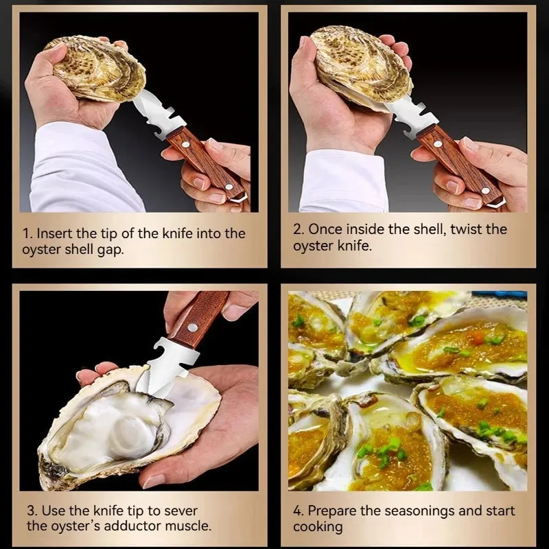 Oyster Knife Sharp-edged Shucker Shell Seafood Opener Tool Stainless Steel Clam Opener for Oyster Clam Toadfish Crab Shells — image 6