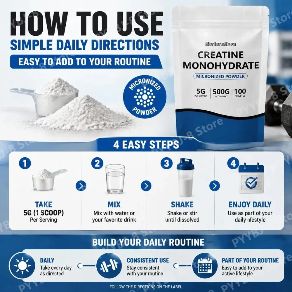 NutureNova Creatine Monohydrate Powder Micronized Gym Strength Training Ingredient for Fitness 100 Servings 500g Net Weight