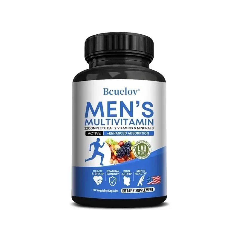 Vitamin tổng hợp hàng ngày cho nam giới – 22 Vitamin & Khoáng chất Bổ sung chế độ ăn thuần chay để tiêu hóa miễn dịch năng lượng Da và sức khỏe tổng thể