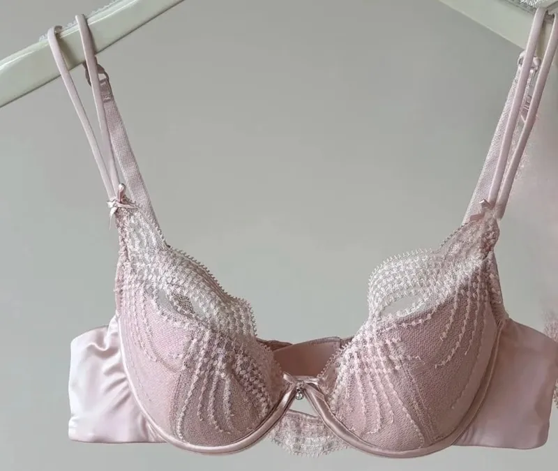 Set intimo mezza coppa Donna Coppa sottile Push Up Reggiseno morbido con ferretto Slip Piccolo petto Raccogliere Supporto laterale Biancheria intima anticedimento 32‑38 — image 13