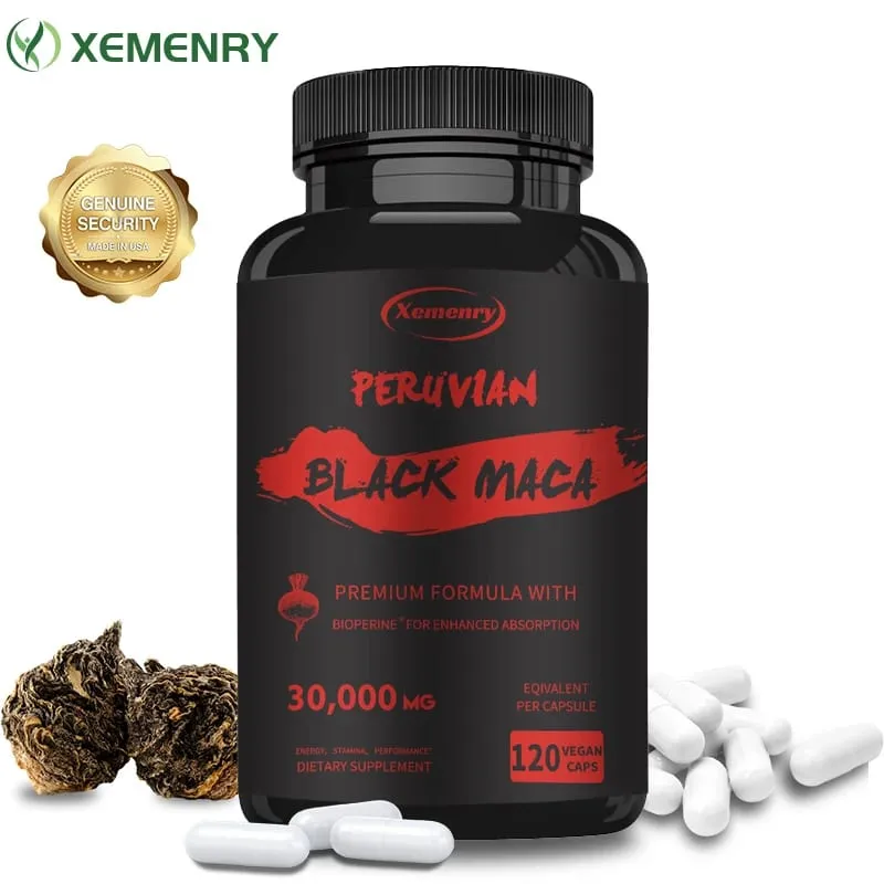 Maximum Strength Black Maca Root - 30 000 Mg - Gelatin Maca Root Extract From Peru