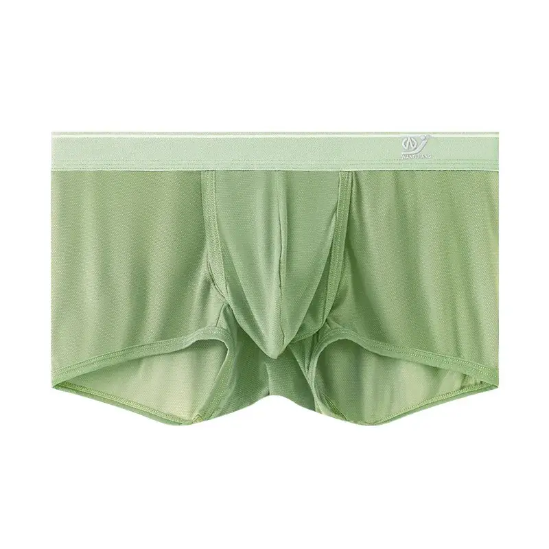 1 PCS Ice Silk Space Capsule Underwear Men's Compartment Solid Summer Breathable Ultra-thin Boxers Shorts Transparentes Hombre