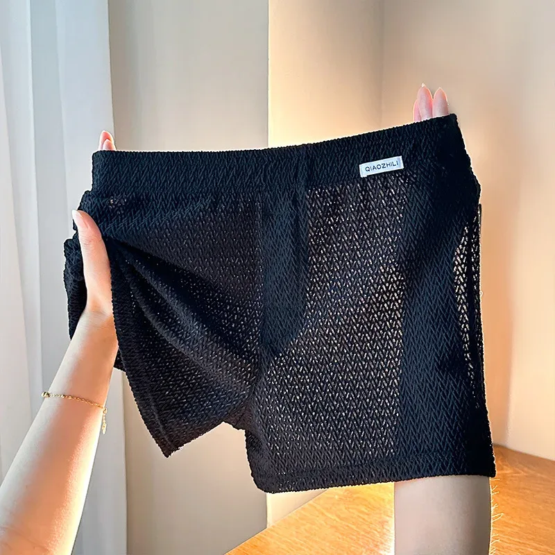 Nieuwe heren boxershorts van ijszijde jacquard, los en ademend, groot formaat, vierkante snit, thuis casual eenvoudig herenondergoed
