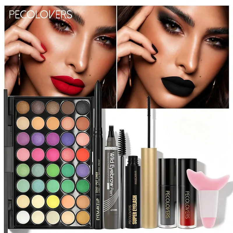 8pcs Makeup Kit Face Cosmetic Set With Multicolor Eyeshadow Palette Eyeliner Eyebrow Pen Mascara Lip Gloss