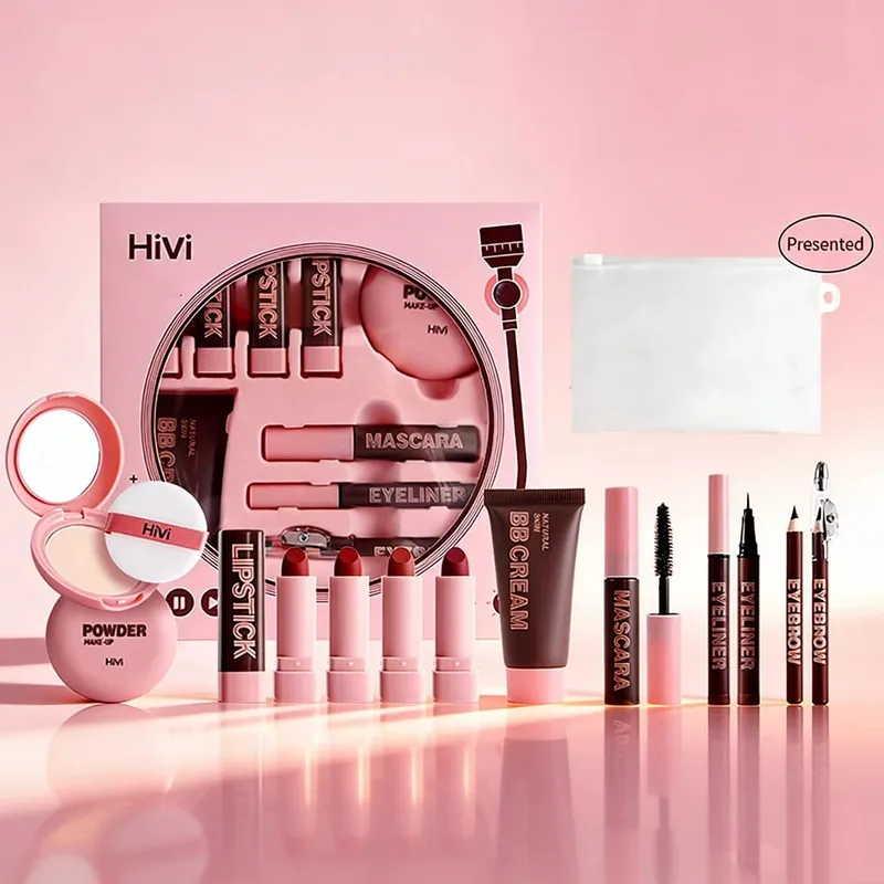 Trendy 9-Piece Makeup Kit - All-In-One Full Face Makeup Set for Daily Looks & Gifting