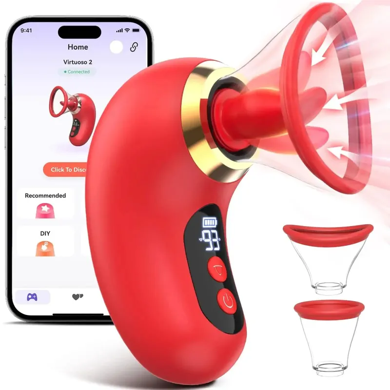5IN1 Clitoris Sucker Vibrator Tongue Licking Nipple Vagina Massager APP Control Clit Stimulator Οθόνη σεξουαλικού παιχνιδιού για γυναίκες