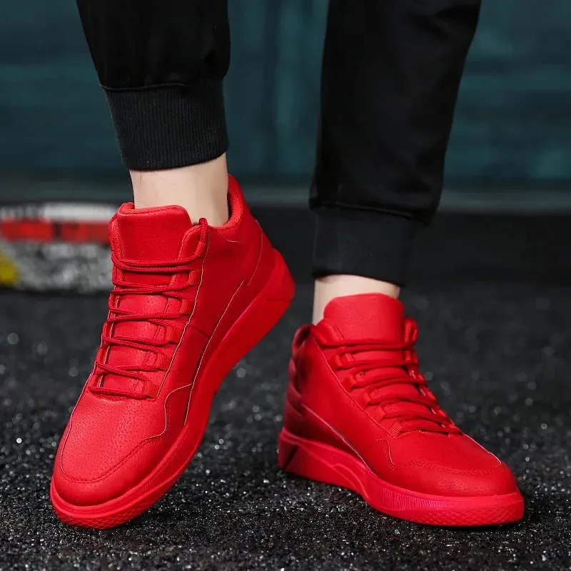 Men's Spring Fashion Comfortable Lightweight Slip-Resistant High Top Leather Sneakers