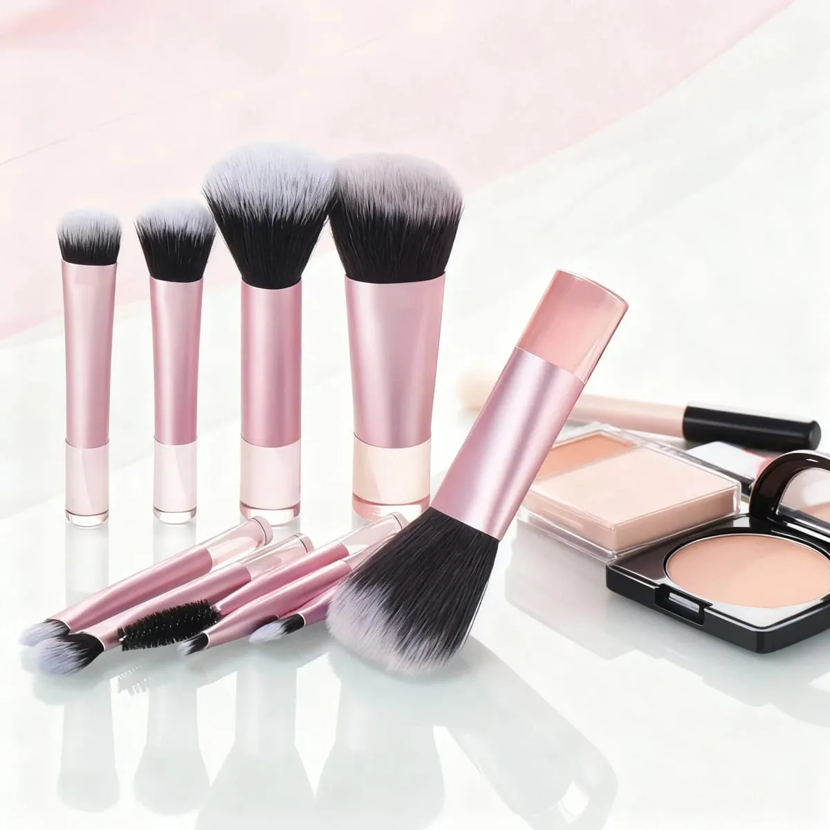 10 Piece Mini Portable Makeup Brush Set a Travel Essential Multi Functional Soft Bristle Brushes with Included Storage Pouch