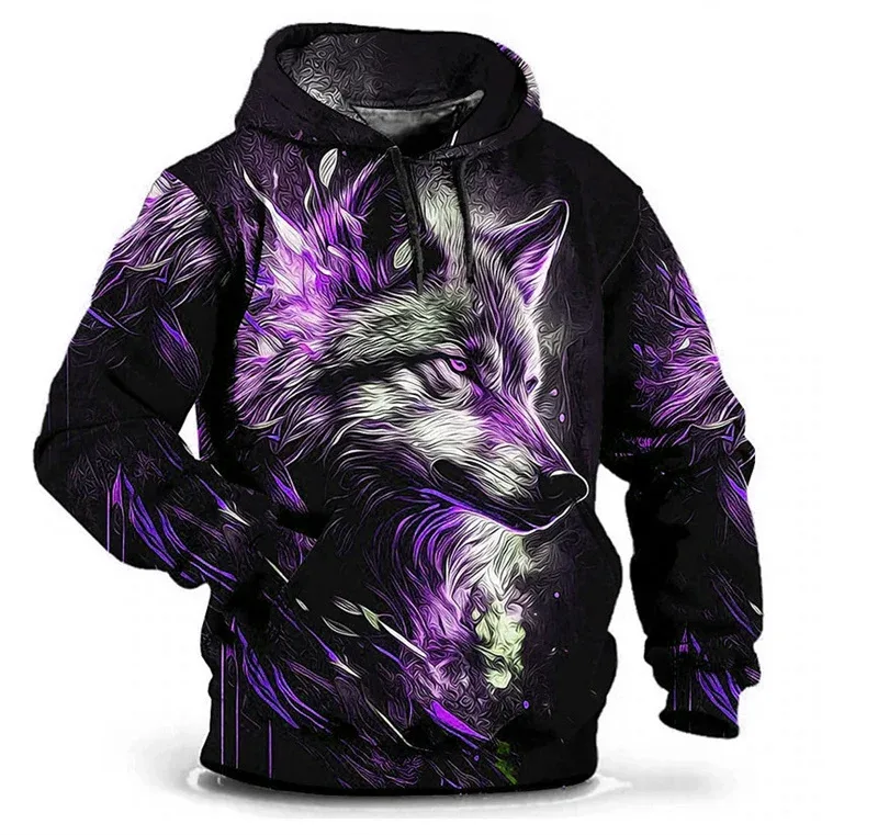 Moda wzór wilka męskie bluzy z kapturem z długim rękawem Street Hip Hop 3d nadruk zwierzęcy bluzy z kapturem 6XL Plus rozmiar codzienna bluza z kapturem