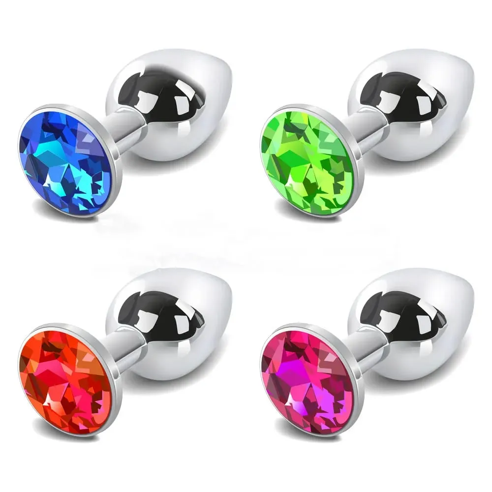 Petite Crystal Stainless Steel Silver Butt Plug Waterproof Round flared base hot Sex Products couples lover