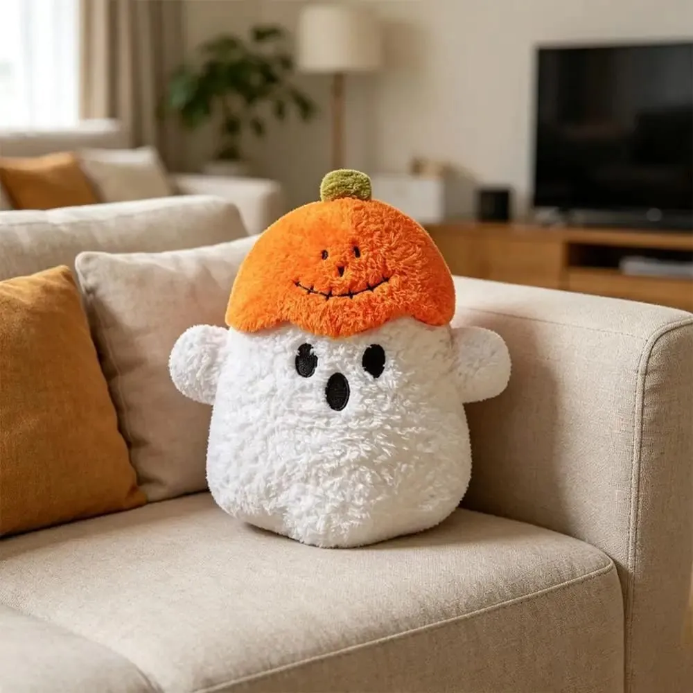 Cozy Ghost Decorative Cushion Hug Pillow Toy Plush Fabric PP Cotton Filling Ghost Decor Ornaments Halloween Pillow Home Decor