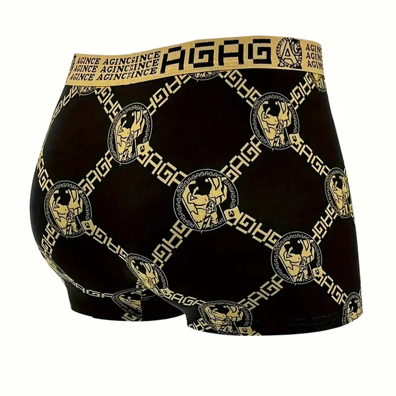 8 pcs of men's luxury chain knight printed elastic flat angle underwear - comfortable, breathable and quick drying underwear set