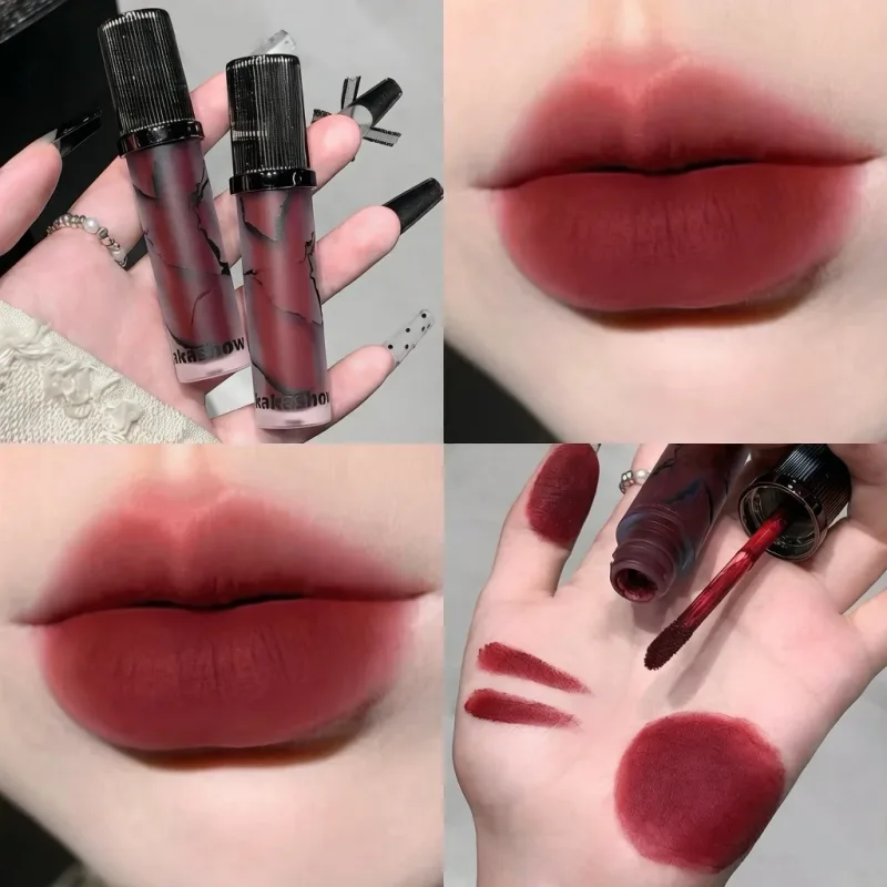 Marble Matte Lip Mud Velvet Soft Fog Lip Tint Long Lasting Non Stick Cup Lip Cosmetics