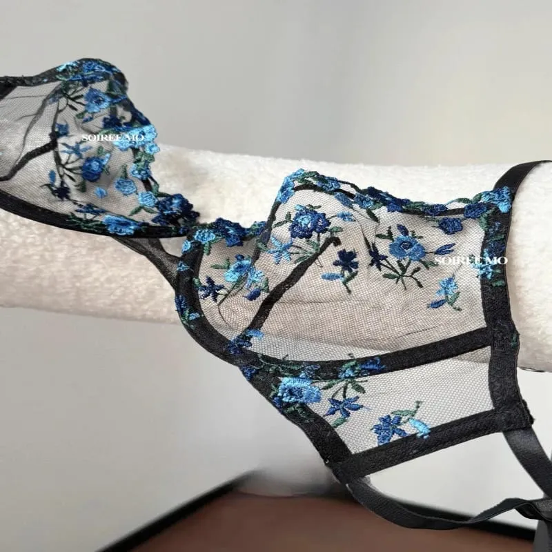 Women Sexy Lace Embroidered Ultra Thin Sheer Unpadded Underwire Push Up Bra Lightweight Soft Exquisite Lingerie Sizes 32-38