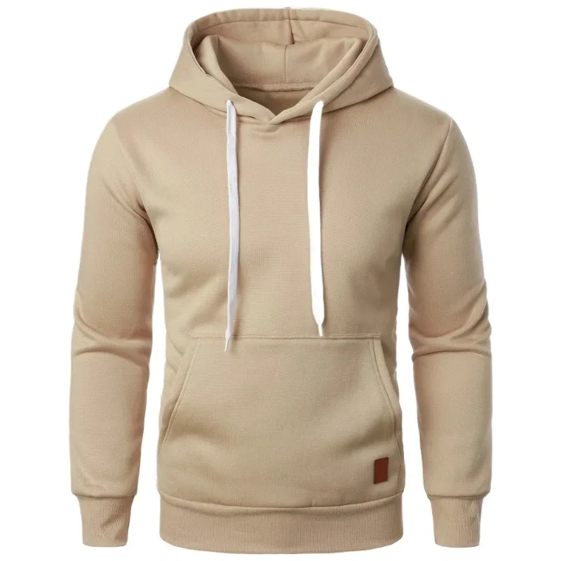 Masculino casual gola com capuz cordão hoodies moletom camisas de manga longa ao ar livre streetwear cor sólida pulôver leve