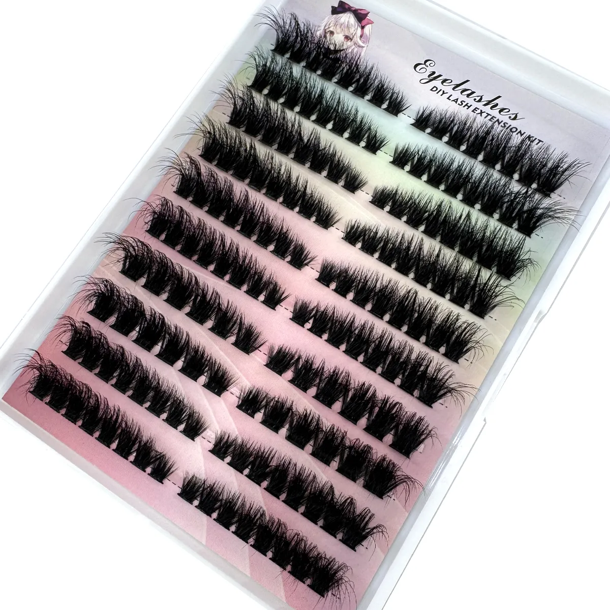 Extensão de cílios de olho esquerdo + direito gato/raposa efeito de olho chicote único clusters 3d fino natural olhando diy extensões de cílios segmentados