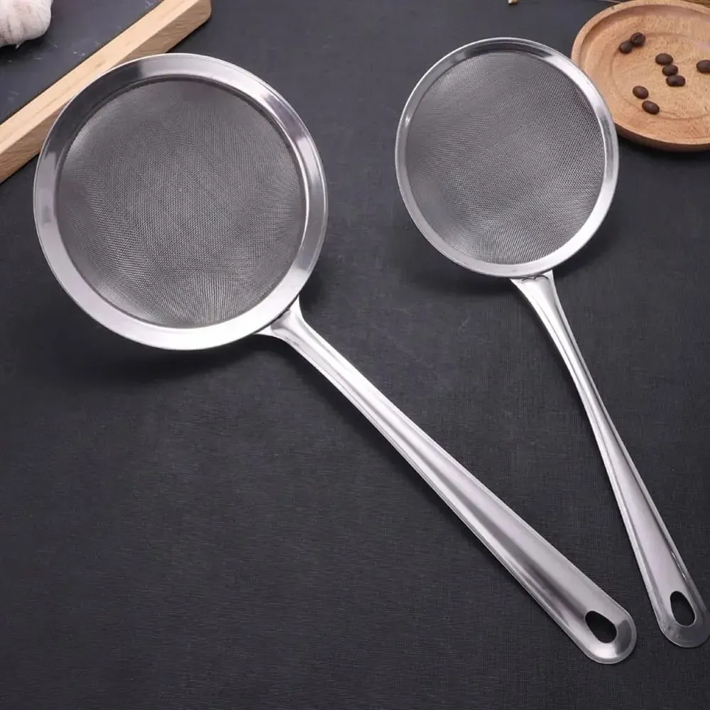 Multi-functional Fine Mesh Strainers Oil Strainer Skimmer Stainless Steel Filter Spoon Oil Colander Flour Colander Sifter