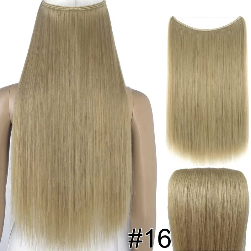 Synthetic Heat Resistant Hair Silky Straight Elasticity Invisible Wire Hair Extensions 8006