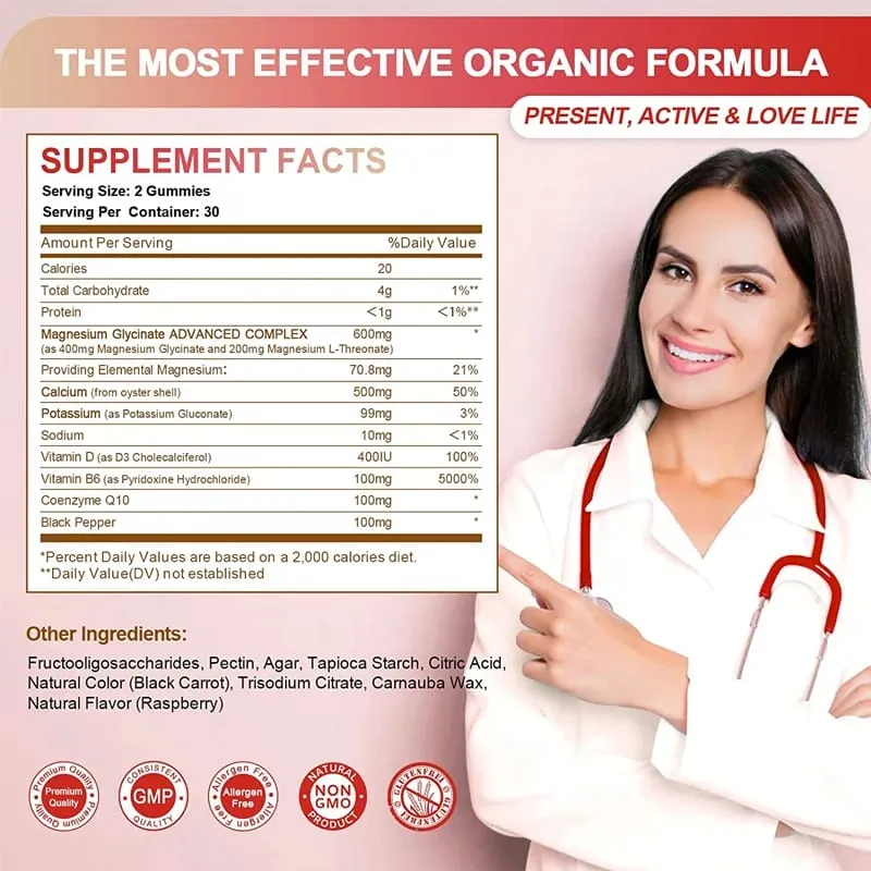 Magnesium Glycinate Gummies Calm Relieves Stress Support Sleep Support Memory Concentration & Muscle Spasms — image 2