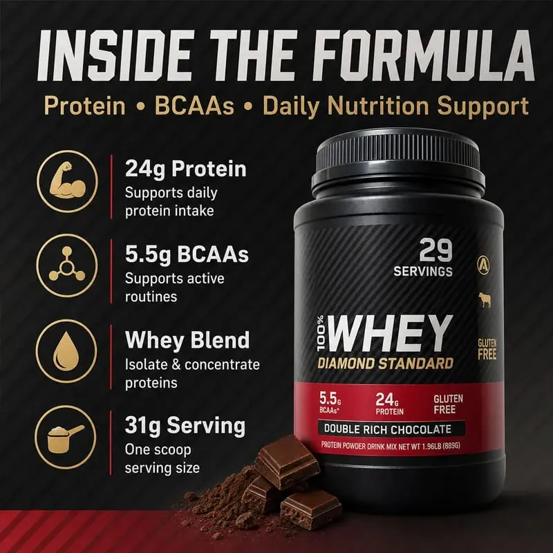 Molkenproteinpulver mit Schokoladengeschmack, 899 g, für die tägliche Proteinzufuhr und Sporternährung, 29 Portionen