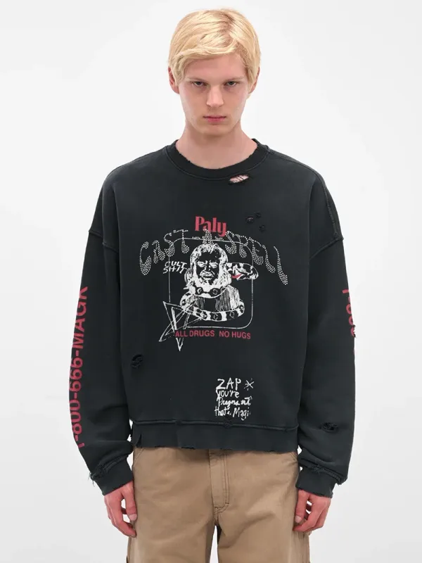 Nouveau surdimensionné PALY sweat à capuche pour homme femme lavé noir endommagé meilleure qualité décontracté Vintage Cardigan Zip sweats