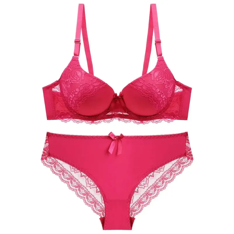 Bra Set Women's Sexy Lace Thin Cup Gather Adjustable Push Up Breathable Comfort Soft Ladies Underwear Lingerie Sets Bra Set