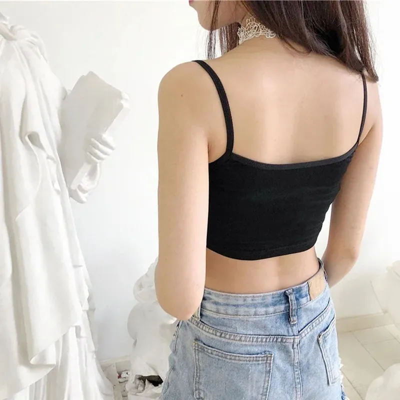 Letters Print Summer Women's Crop Top Sexy Elastic Cotton Camis Sleeveless Short Tank Top Bar Hot Tops for Women — image 3