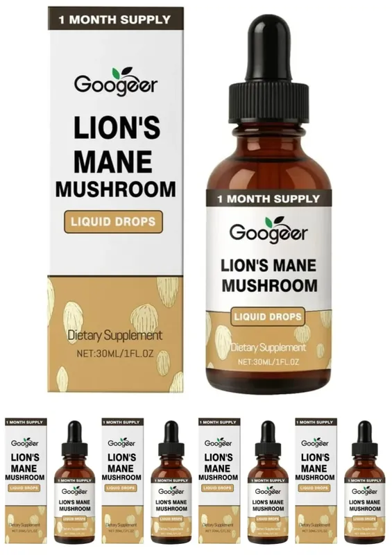 Googeer Lion's Mane Mushroom Liquid Drops Hukommelse og fokusstøtte til kognitiv klarhed Mental Agility Alkoholfri 30 ML — image 12