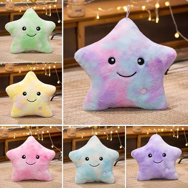 24*22CM Luminous Five-pointed Star Plush Toys Glowing Star Stuffed Soft Doll Pillow Nice Halloween Xmas Gifts
