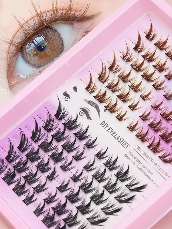 Cat Eye 16 rows Cluster Lashes 406080100P Mixed DIY Individual Eyelashes Thick Tray DIY Eyelash Extension Wispy Volume Eyelashes — image 10